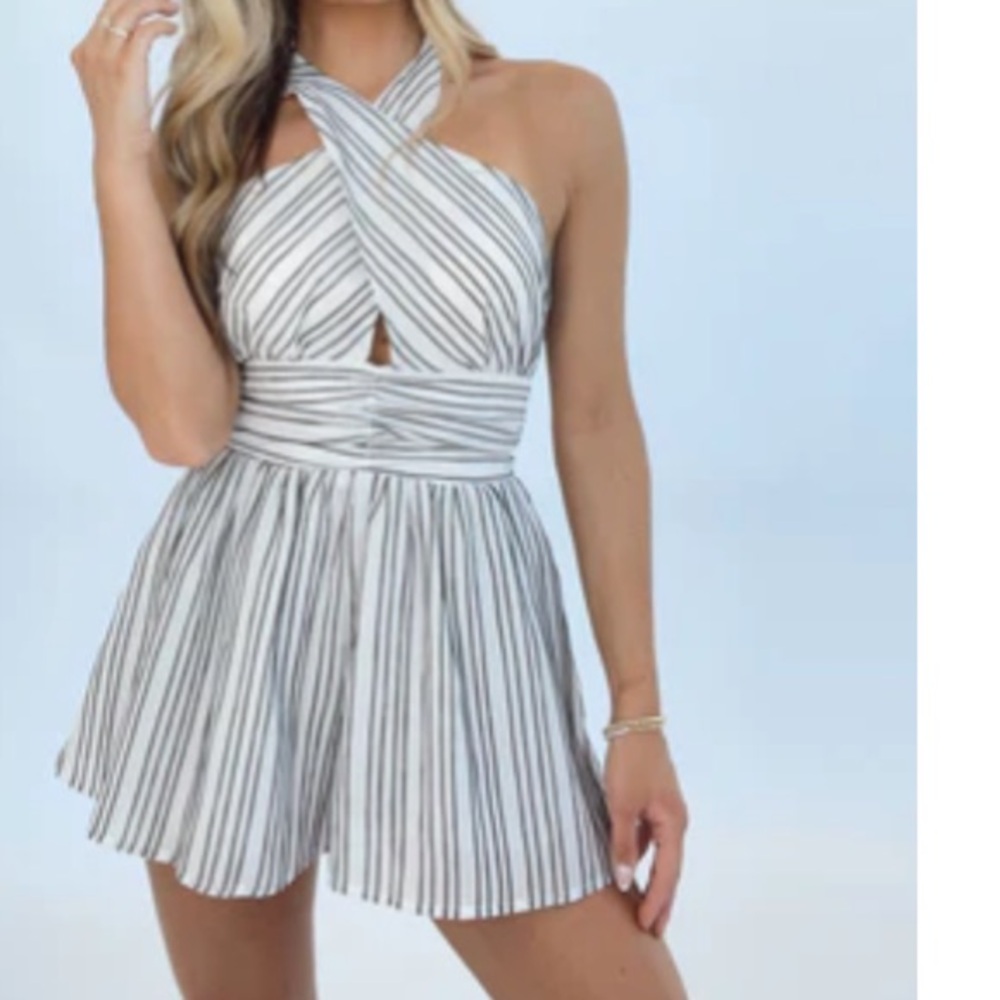 Criss cross striped romper